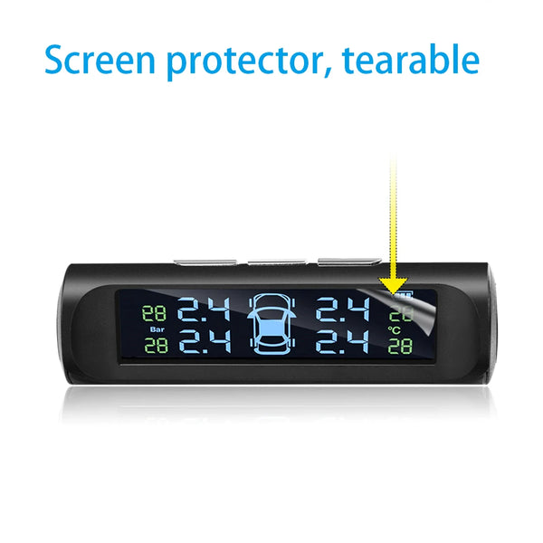 433.92MHZ Car TPMS Digital Solar Power Car Tire Pressure Monitoring System With 4 Sensors USB Auto Security Alarm tool PSI BAR