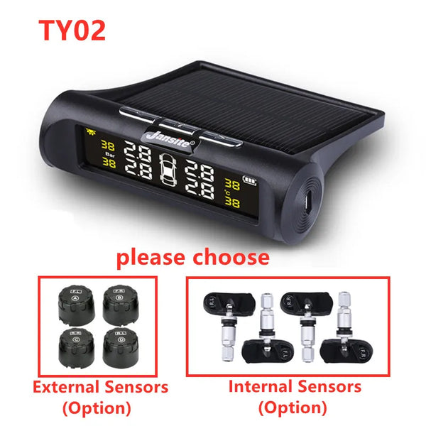 Car TPMS Cigarette Lighter Wireless Universal TPMS USB Digital tpms Tire Pressure Alarm System 4 External Internal Sensor