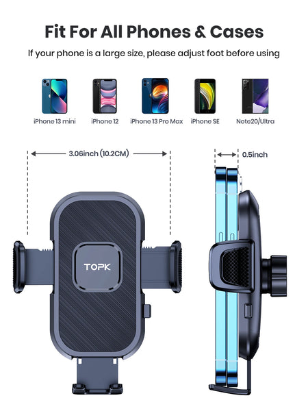 TOPK Car Phone Holder Mount for Car Vent [Upgraded Metal Clip] Hands Free Cradle in Vehicle Holder Fit for Cell Phone Automobile