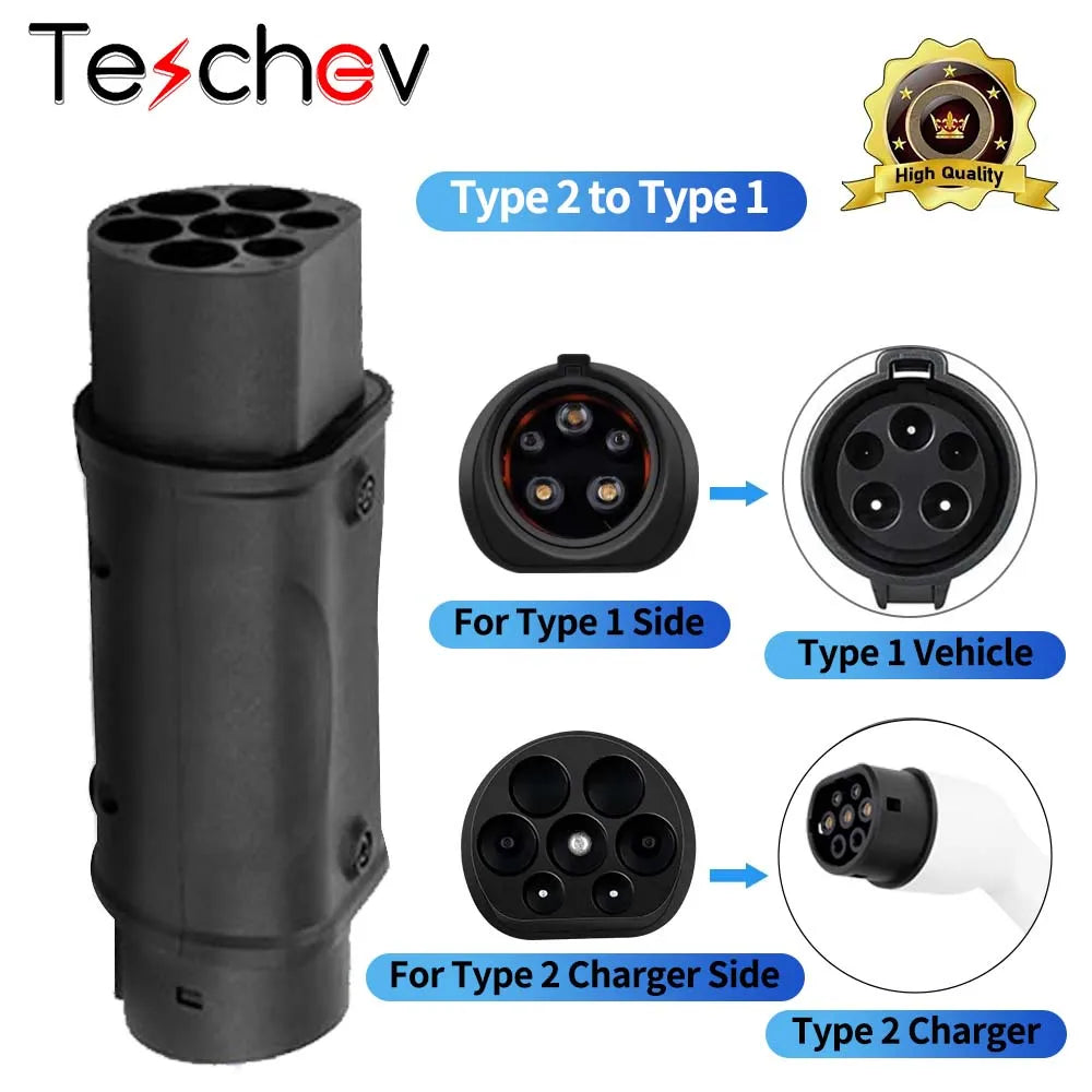 Electric Vehicle Charging Connector Type 2 to Type 1 J1772 EV Adapter Type 2 to GBT EVSE Charger Type 1 to GBT EV Adaptor