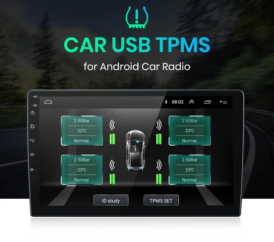 Junsun USB Tire Pressure Monitoring Alarm System TPMS With 4 Internal Sensors for Junsun Android Car DVD Player Navigation