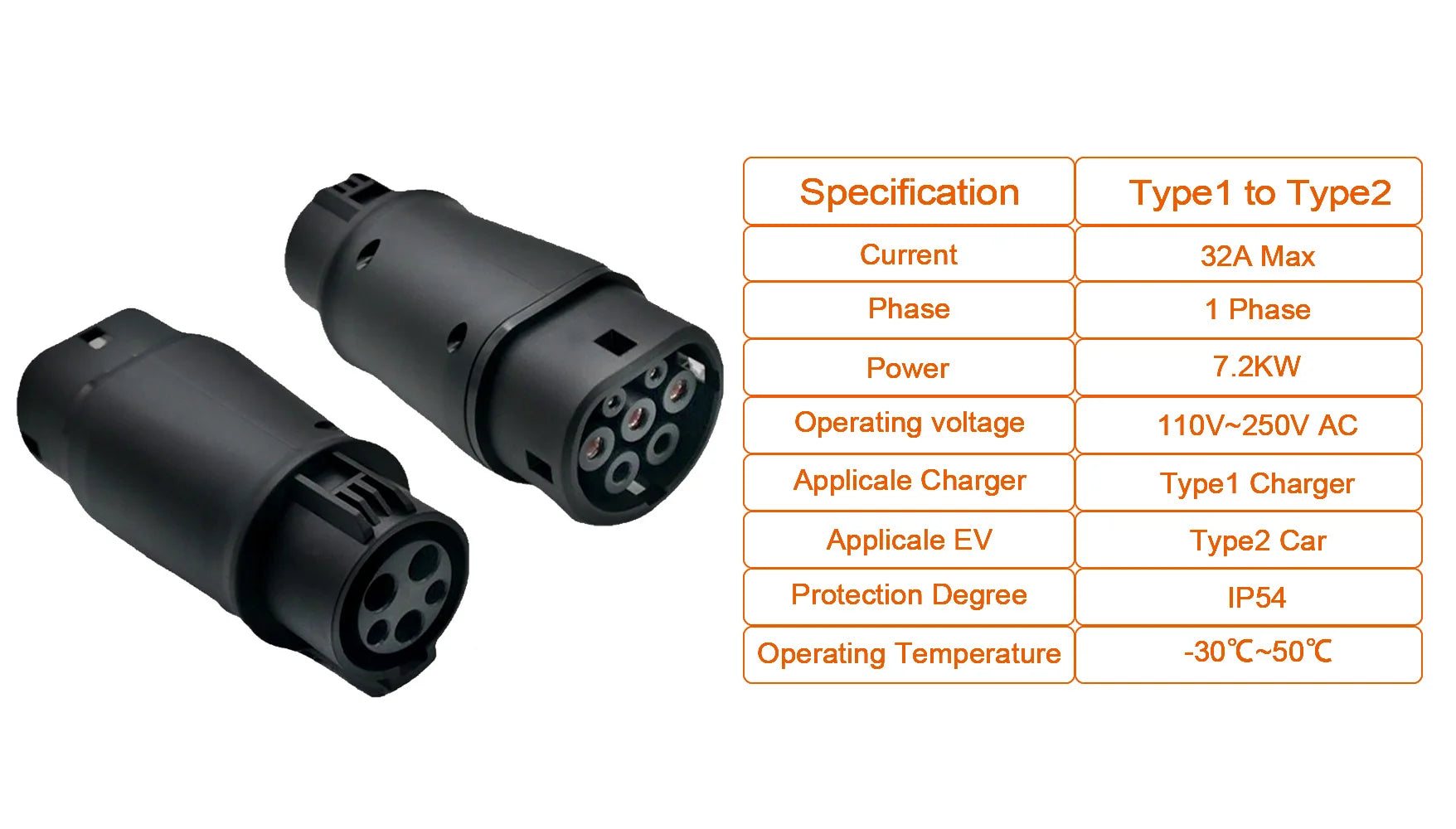 Electric Vehicle Charging Connector Type 2 to Type 1 J1772 EV Adapter Type 2 to GBT EVSE Charger Type 1 to GBT EV Adaptor