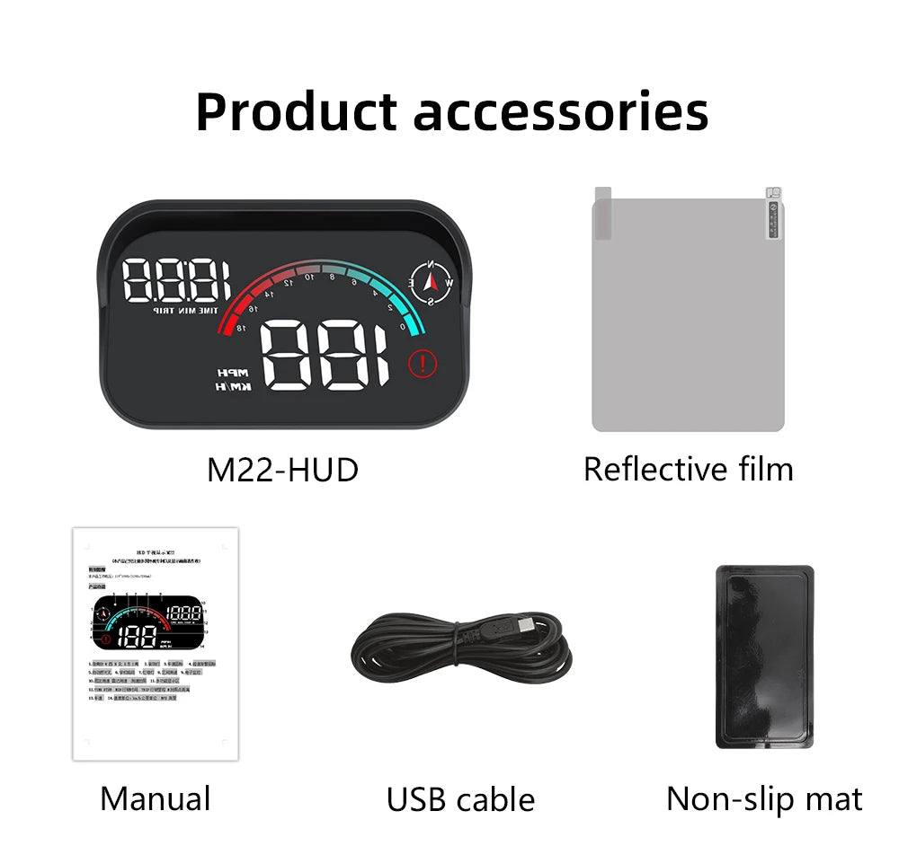 KINLANAO M22 HUD GPS Head Up Display Speed Windshield Projector Speedometer Alarm Travel distance Electronic Accesso