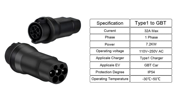 Teschev Type 1 To GBT Adapter EV Charger Connector Electric Vehicle Charging Adapter SAE J1772 To GB/T EV Charging Adapter