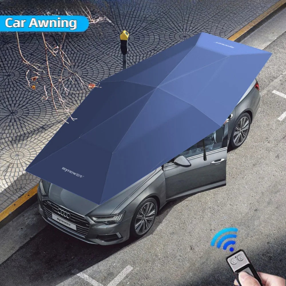 Car Umbrella Semi-Automatic Awning Tent Auto Smart Insulated Cover Outdoor Waterproof Folded Portable Canopy Cover Sun Shade