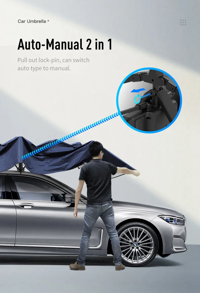 Car Umbrella Semi-Automatic Awning Tent Auto Smart Insulated Cover Outdoor Waterproof Folded Portable Canopy Cover Sun Shade