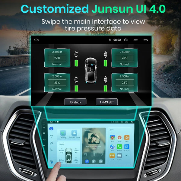 Junsun USB Tire Pressure Monitoring Alarm System TPMS With 4 Internal Sensors for Junsun Android Car DVD Player Navigation