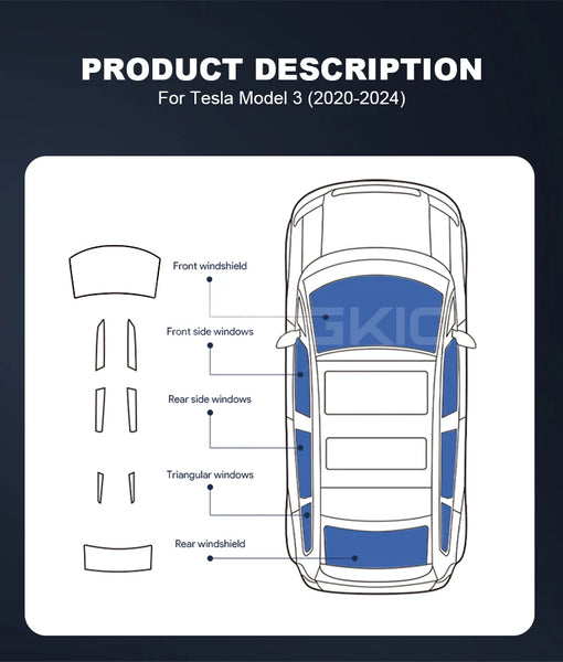 Pre-Cut Car Window Privacy Tint Film For Tesla Model 3 2024 Highland Auto Sticker Foils ceramic solar UV Protector films