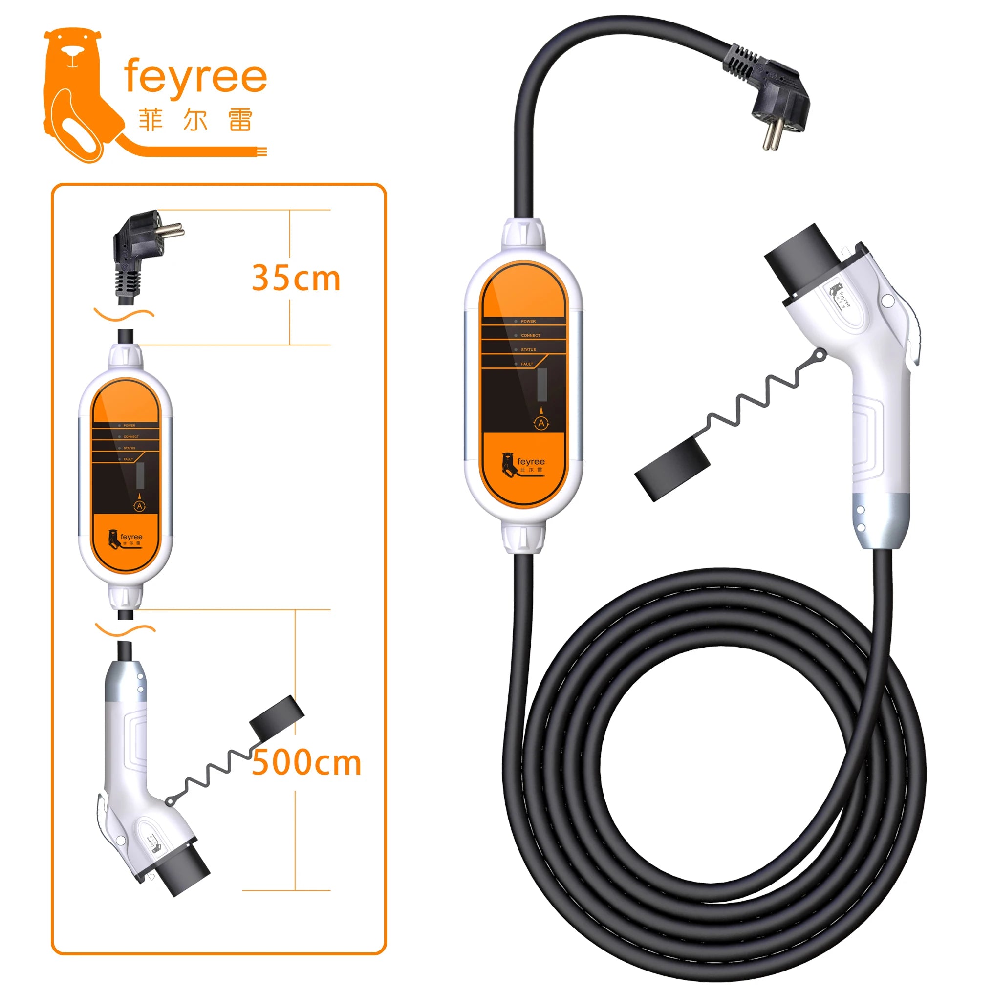 feyree EV Charger GB/T Cord 16A 3.5KW 1Phase Portable Charger