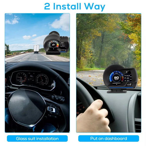 Universal OBD2&GPS Double Systems Meter Speedometer Head Up Display Muti-function Gauge Water Temp Turbo Car Accessories HUD P6