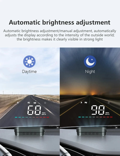 GPS HUD M23 Speedometer Windshield Projector Display of Driving Time Distance and Direction with Alarm System for all vehicles