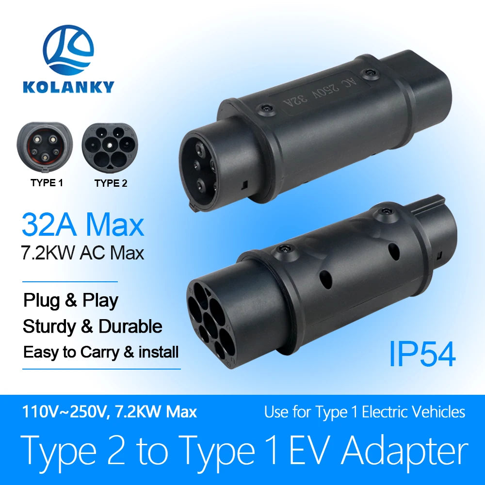 32A 22KW EV Charger Adaptor For type 2 to GBT Charging For Electric Vehicle Connector Type 2 to Type 1 SAE J1772 7.2KW Conventor