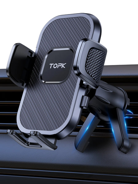 TOPK Car Phone Holder Mount for Car Vent [Upgraded Metal Clip] Hands Free Cradle in Vehicle Holder Fit for Cell Phone Automobile