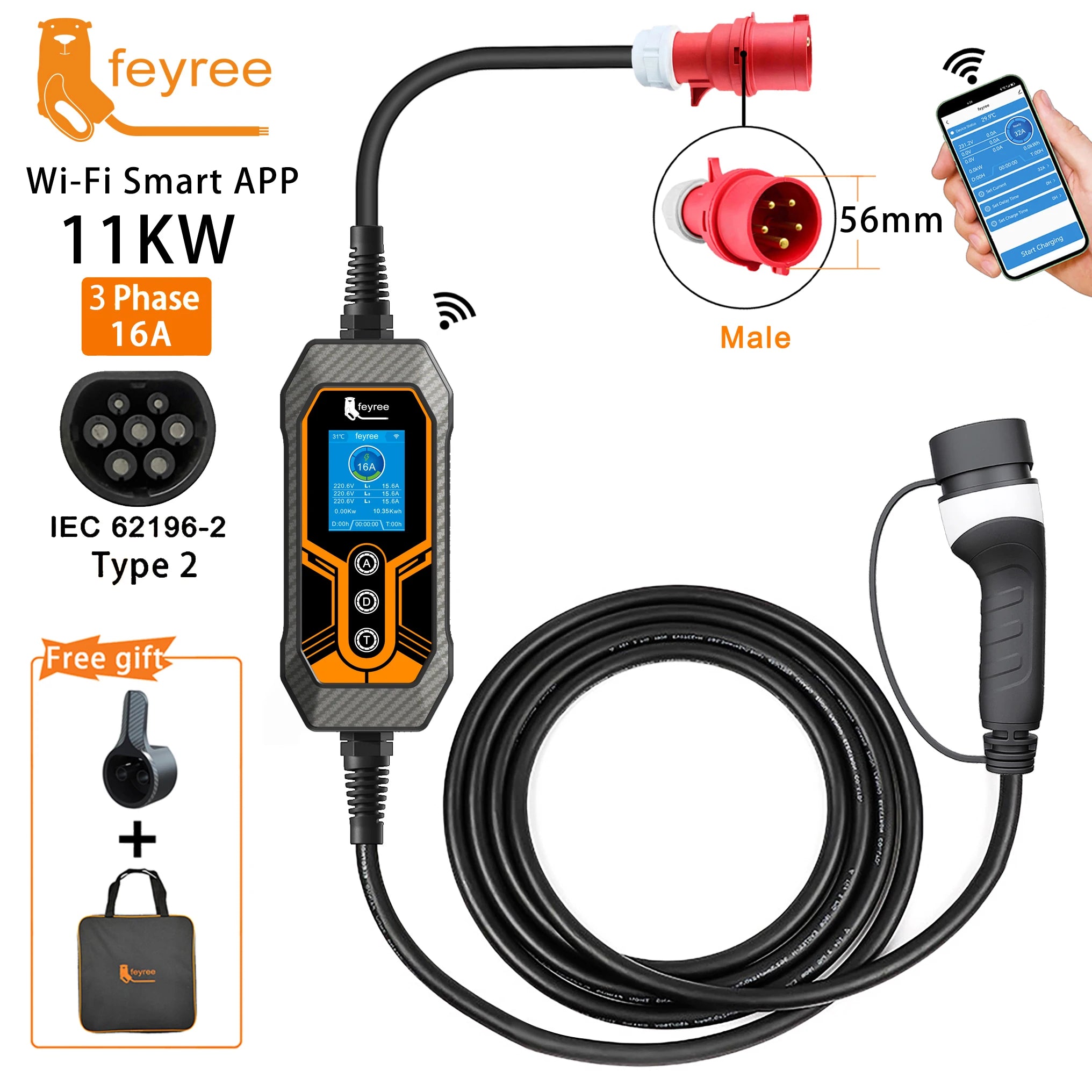 feyree Type 2 Portable EV Charger