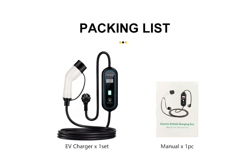 TAYSLA Electric Car Charger 3.5kW 16A Type 2 Portable EV Charger