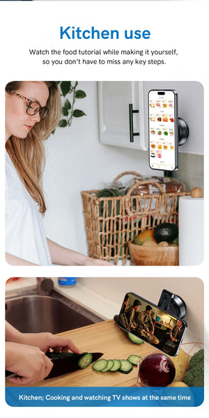 Car Phone Holder Electric Vacuum Suction Cup Telescopic Strong Magnetic Adsorption Bracket Gym Kitchen Stand For iPhone 14 15 16