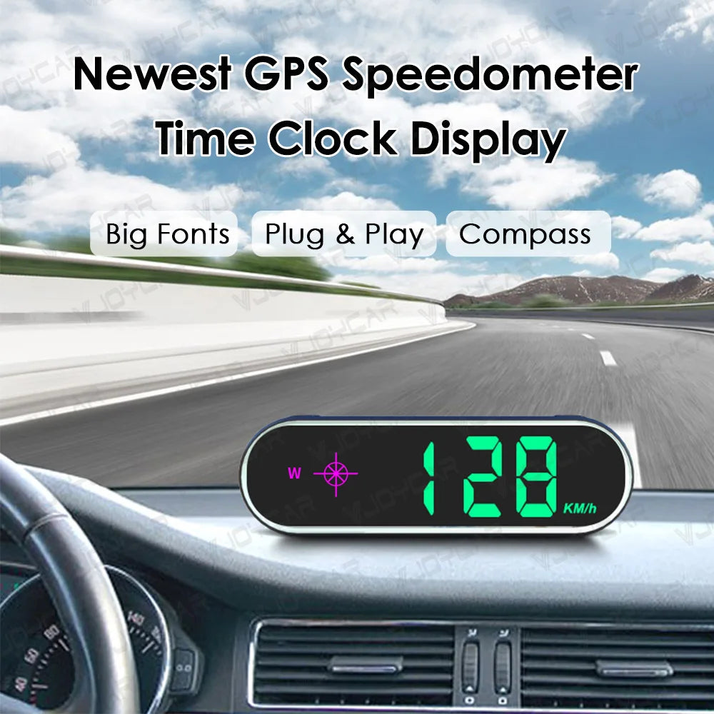 New Colorful Display GPS Digital Speedometer Time Clock HUD Display Over-speed Alarm KMH MPH Switch for All Cars Christmas Gift