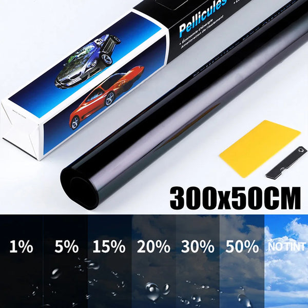 1Roll 50x3m Black Car Window Tint Film Glass Sticker VLT 1%-50% Sun Shade Window Tinting Solar UV Protection foils Sticker Films