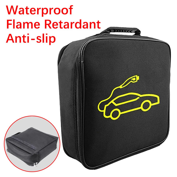 EV Car Charging Cable Storage Carry Bag For Electric Vehicle Charger Plugs Sockets Waterproof Fire Retardant Equipment Container