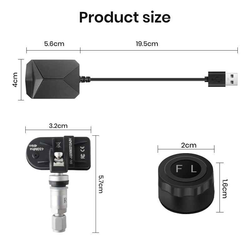 Junsun USB Tire Pressure Monitoring Alarm System TPMS With 4 Internal Sensors for Junsun Android Car DVD Player Navigation