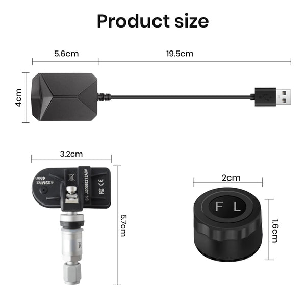 Junsun USB Tire Pressure Monitoring Alarm System TPMS With 4 Internal Sensors for Junsun Android Car DVD Player Navigation