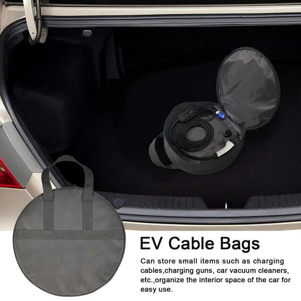 Electric Vehicles Battery Jumper Cable Bag EV Car Charger Storage Round Bags Oxford Rechargeable Guns Storage Organizer For Auto