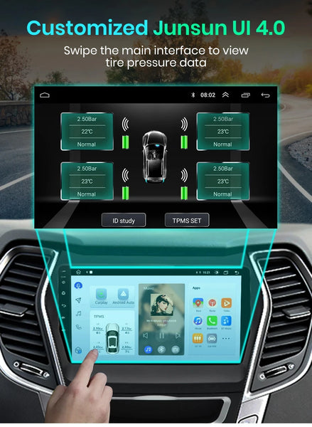 Junsun USB Tire Pressure Monitoring Alarm System TPMS With 4 Internal Sensors for Junsun Android Car DVD Player Navigation