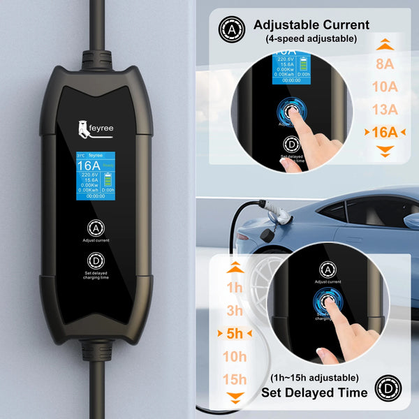 feyree EV Charger Portable 3.5kW Tesla NACS Charger