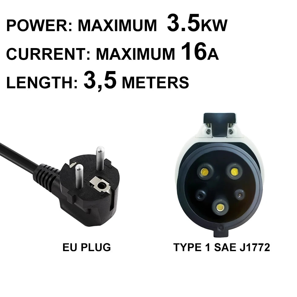 TAYSLA Electric Car Charger 3.5kW 16A Type 2 Portable EV Charger